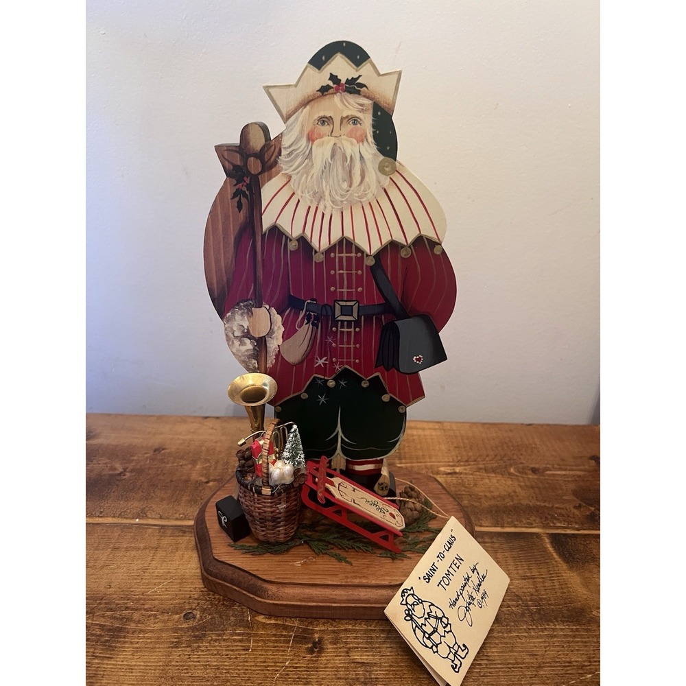 Joretta Headlee Tomten Vintage Christmas Santa Decoration Wood Claus Old World